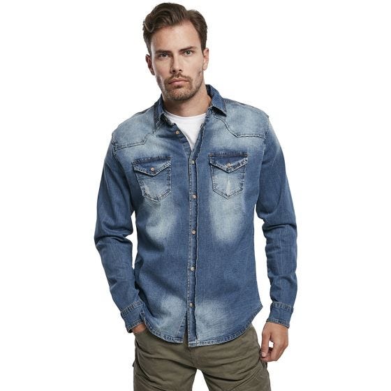 Brandit Riley Denim Skjorta - Denim Blue