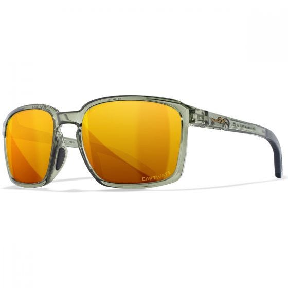 Wiley X WX Alfa Glasögon - Captivate Polarized Bronze Mirror Lenses / Gloss Crystal Light Olive/Grey