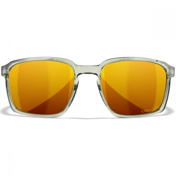 Wiley X WX Alfa Glasögon - Captivate Polarized Bronze Mirror Lenses / Gloss Crystal Light Olive/Grey