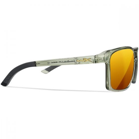 Wiley X WX Alfa Glasögon - Captivate Polarized Bronze Mirror Lenses / Gloss Crystal Light Olive/Grey