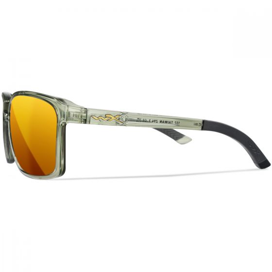 Wiley X WX Alfa Glasögon - Captivate Polarized Bronze Mirror Lenses / Gloss Crystal Light Olive/Grey