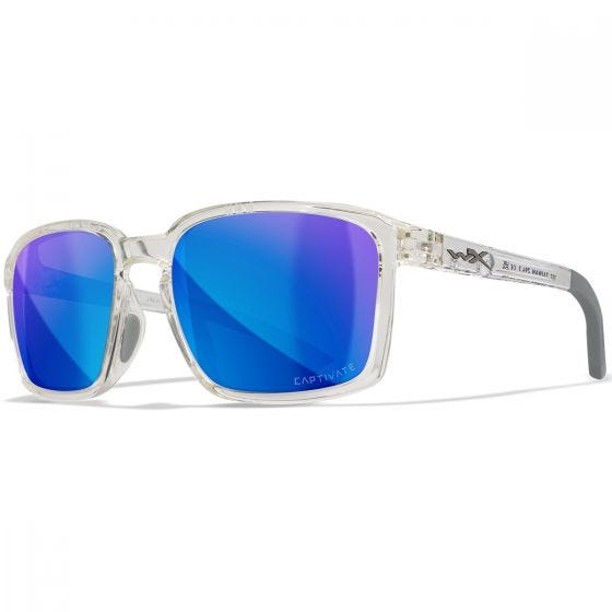 Wiley X WX Alfa Glasögon - Captivate Polarized Blue Mirror Lenses / Gloss Clear Crystal Frame