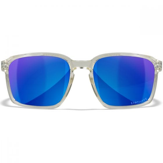 Wiley X WX Alfa Glasögon - Captivate Polarized Blue Mirror Lenses / Gloss Clear Crystal Frame