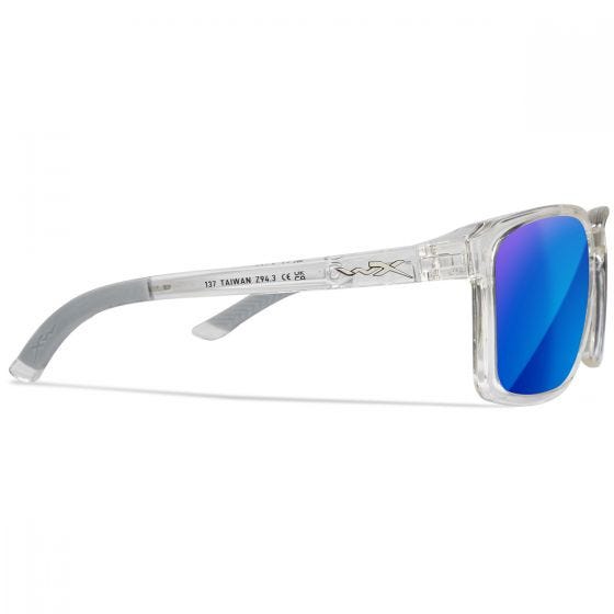 Wiley X WX Alfa Glasögon - Captivate Polarized Blue Mirror Lenses / Gloss Clear Crystal Frame