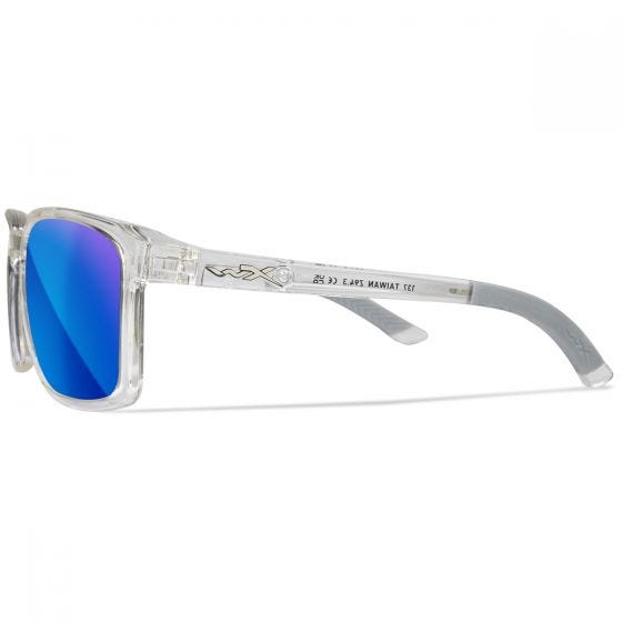 Wiley X WX Alfa Glasögon - Captivate Polarized Blue Mirror Lenses / Gloss Clear Crystal Frame