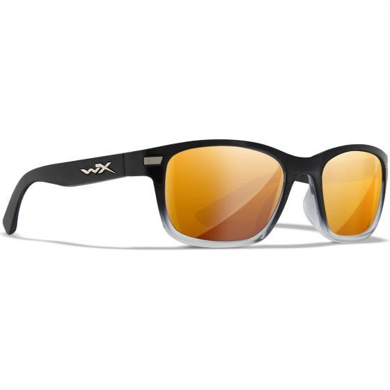 Wiley X WX Helix Glasögon - Captivate Polarized Bronze Mirror Lenses / Gloss Black Fade to Clear Crystal