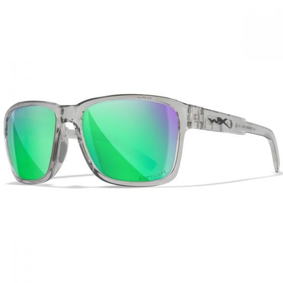 Wiley X WX Trek Glasögon - Captivate Polarized Green Mirror Lenses / Gloss Crystal Light Grey Frame