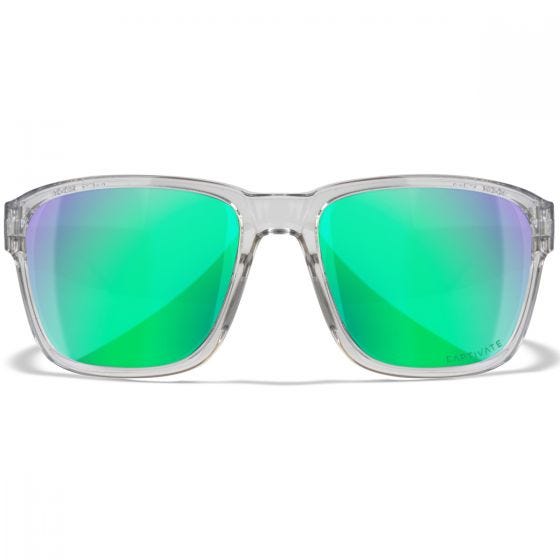 Wiley X WX Trek Glasögon - Captivate Polarized Green Mirror Lenses / Gloss Crystal Light Grey Frame