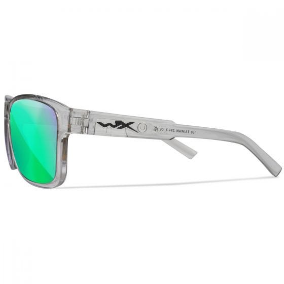 Wiley X WX Trek Glasögon - Captivate Polarized Green Mirror Lenses / Gloss Crystal Light Grey Frame