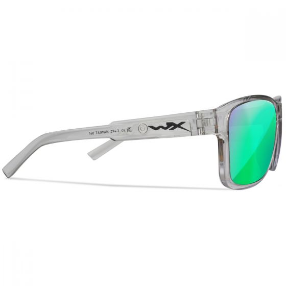 Wiley X WX Trek Glasögon - Captivate Polarized Green Mirror Lenses / Gloss Crystal Light Grey Frame