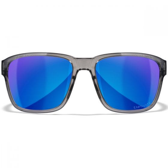 Wiley X WX Trek Glasögon - Captivate Polarized Blue Mirror Lenses / Gloss Crystal Dark Grey Frame