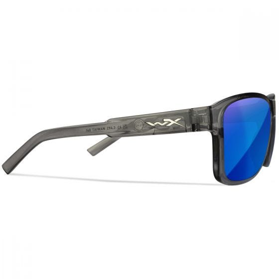 Wiley X WX Trek Glasögon - Captivate Polarized Blue Mirror Lenses / Gloss Crystal Dark Grey Frame