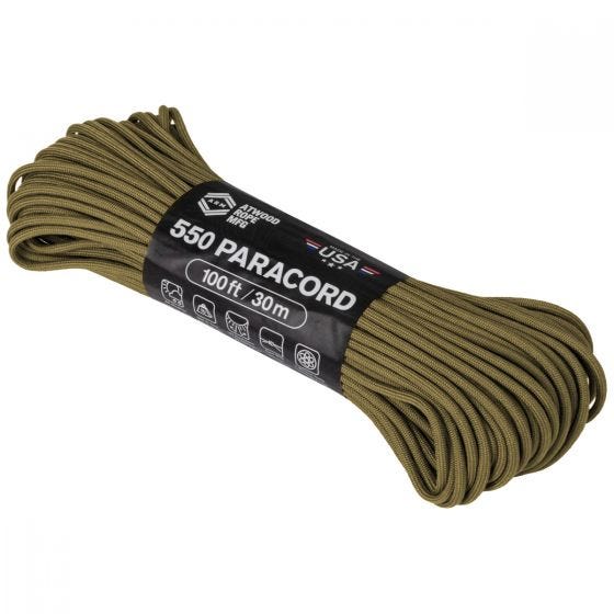 Atwood Rope 550 Fallskärmslina 100 ft - Coyote