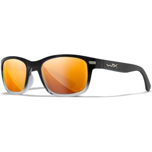 Wiley X WX Helix Glasögon - Captivate Polarized Bronze Mirror Lenses / Gloss Black Fade to Clear Crystal