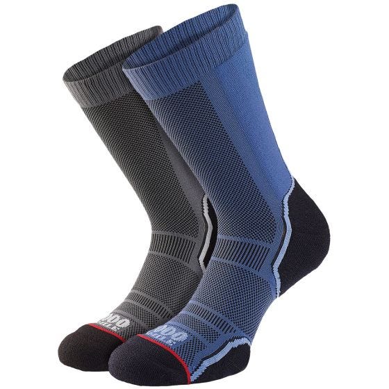 1000 Mile Treck Single Layer Strumpor 2 pack - Navy/Träkol