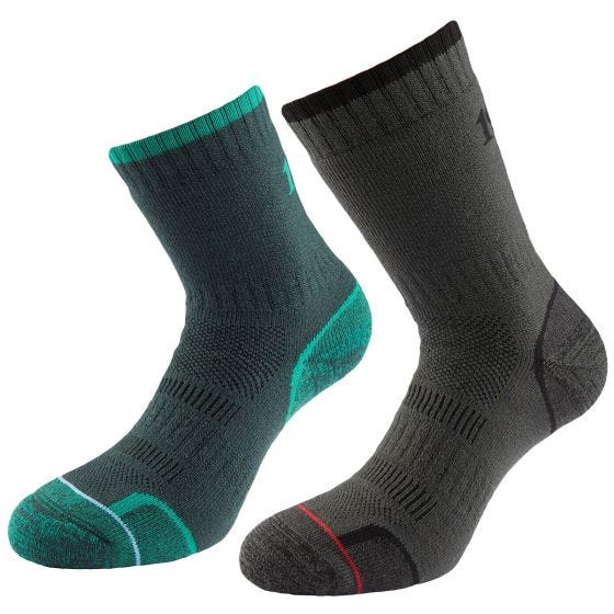 1000 Mile Promenadstrumpor 2 pack - Emerald/Träkol