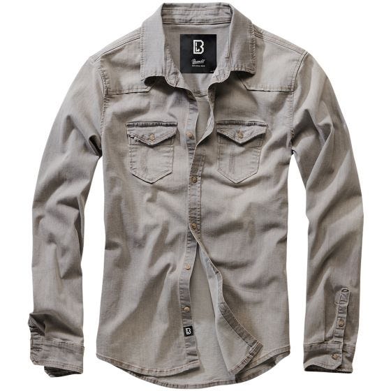 Brandit Riley Denim Skjorta Grey Denim