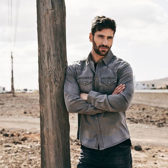 Brandit Riley Denim Skjorta Grey Denim
