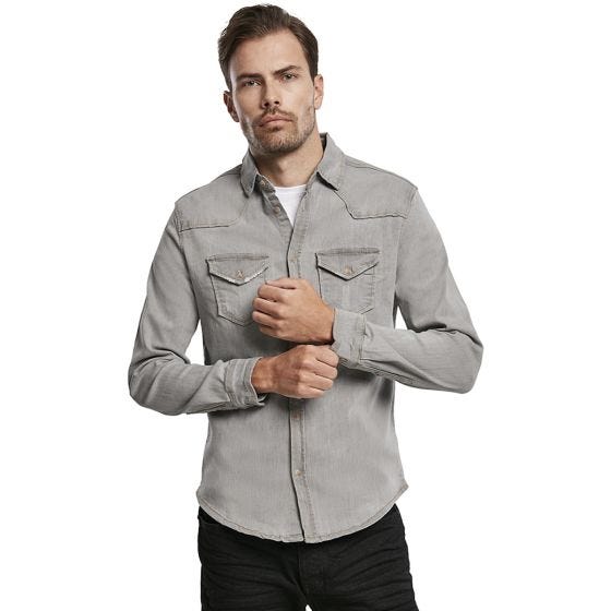 Brandit Riley Denim Skjorta Grey Denim