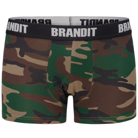Brandit Logo Boxershorts 2-pack - Woodland/Dark Camo