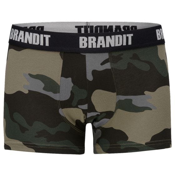 Brandit Logo Boxershorts 2-pack - Woodland/Dark Camo