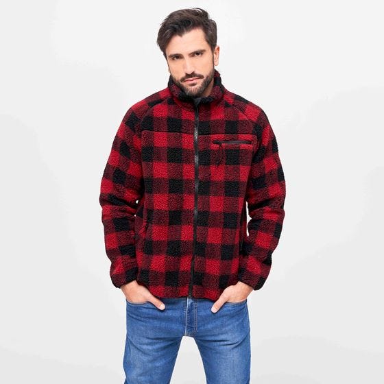 Brandit Teddyfleece Jacka - Röd/Svart