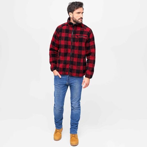 Brandit Teddyfleece Jacka - Röd/Svart