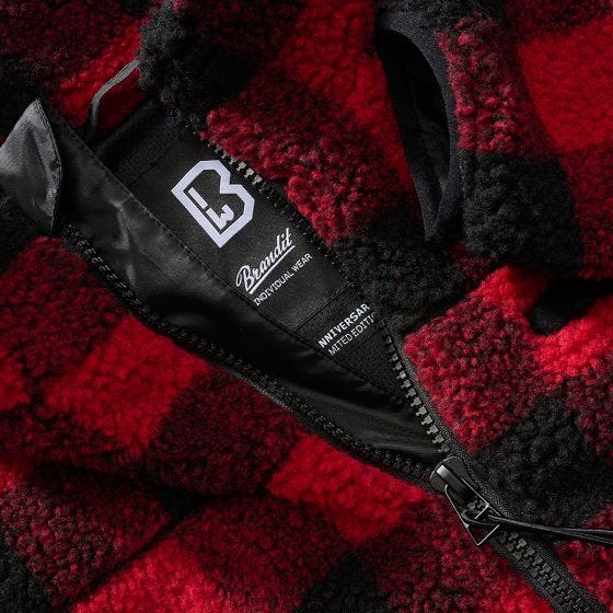 Brandit Teddyfleece Jacka - Röd/Svart