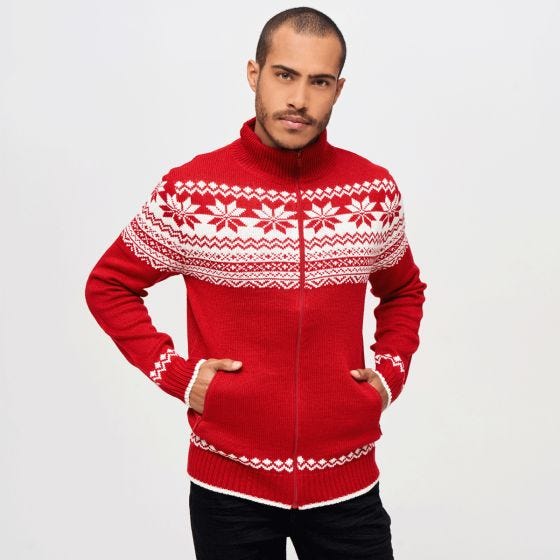 Brandit Cardigan Norweger Tröja - Röd
