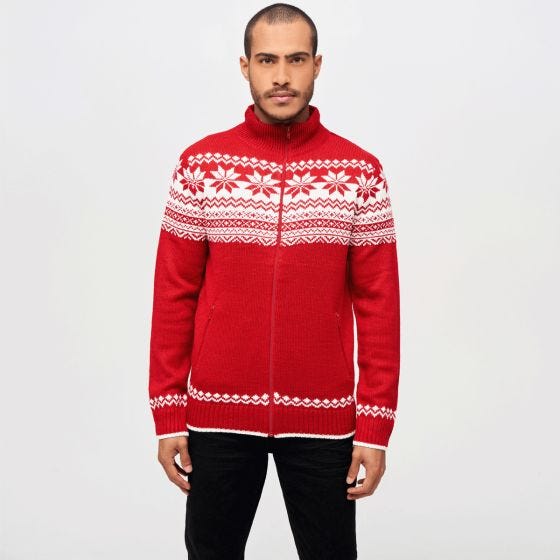 Brandit Cardigan Norweger Tröja - Röd
