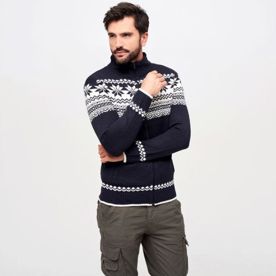 Brandit Cardigan Norweger Tröja - Navy