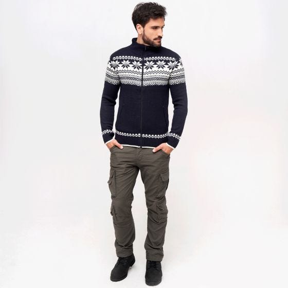 Brandit Cardigan Norweger Tröja - Navy