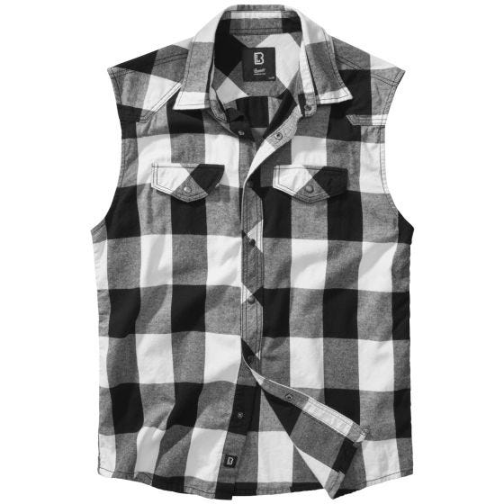 Brandit Sleeveless Rutig skjorta - Vit/Svart
