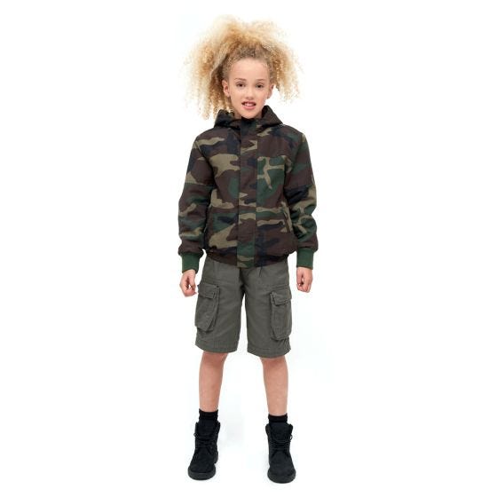 Brandit Barn Windbreaker Front Zip Jacka - Woodland