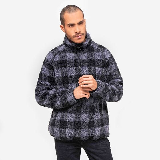 Brandit Teddyfleece Troyer Jacka - Svart/Grå