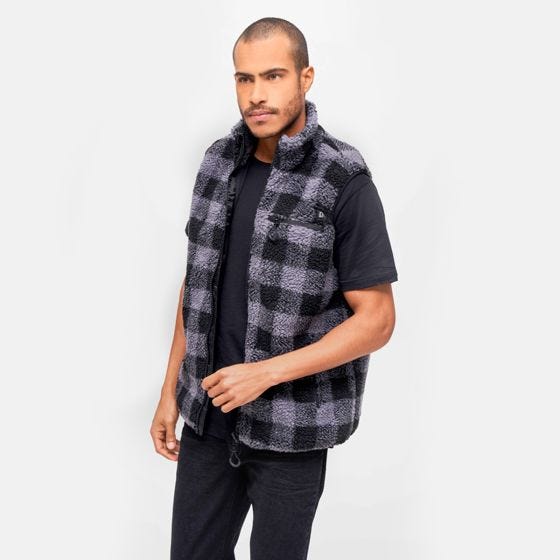 Brandit Teddyfleece Worker Väst - Svart/Grå