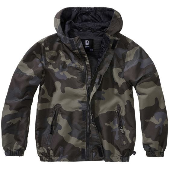 Brandit Barn Summer Windbreaker Front Zip Jacka - Dark Camo