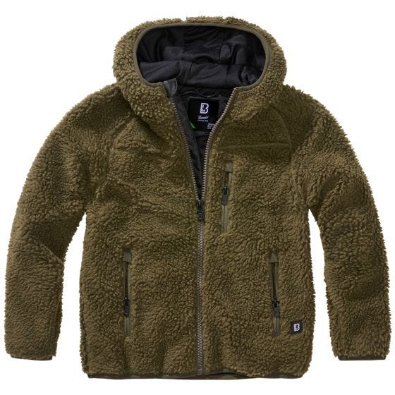 Brandit Barn Teddyfleece Jacka med huva - Oliv