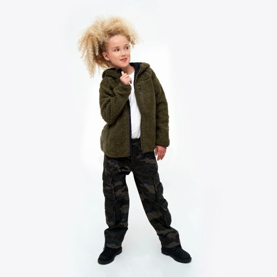 Brandit Barn Teddyfleece Jacka med huva - Oliv