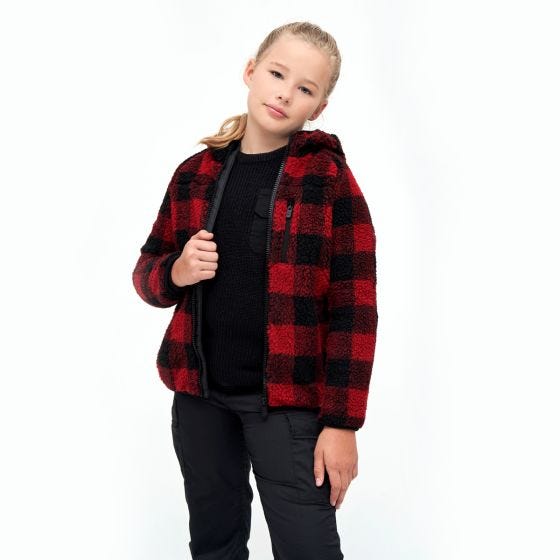 Brandit Barn Teddyfleece Jacka med huva - Röd/Svart