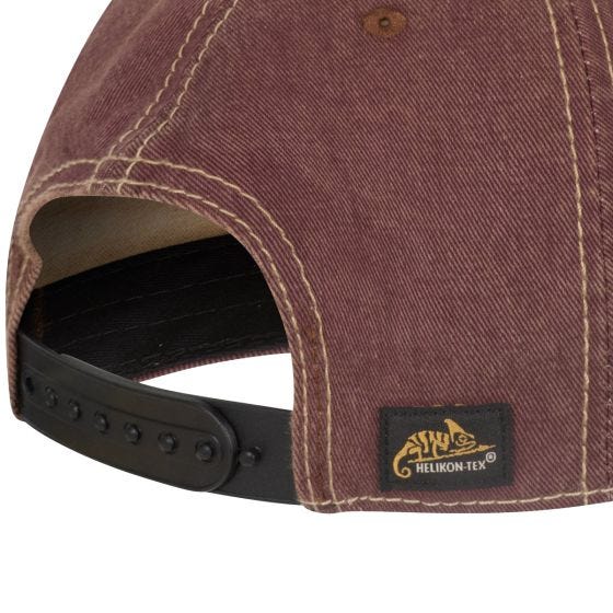 Helikon snapback keps - Dirty Washed Maroon / Dirty Washed Black D