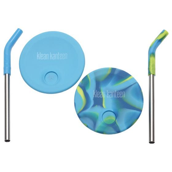 Klean Kanteen Kid's Cup Straw Lid 2-Pack - Blå/Blå Tie Dye