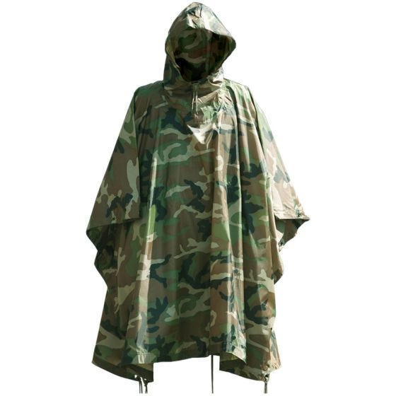Mil-Tec Vattentät Poncho Ripstop - Woodland