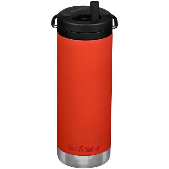 Klean Kanteen TKWide Cafe Cap Isolerad Flaska 473 ml Twist Cap w/Straw - Tiger Lilly