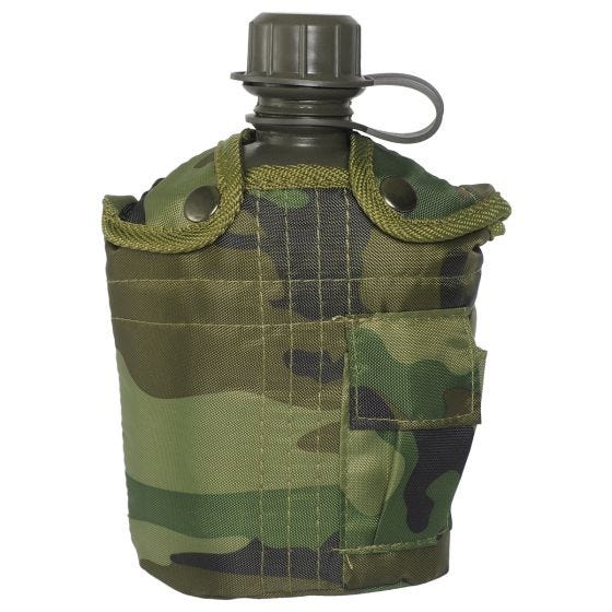 Mil-Tec Fältflaska med Skydd 1 Liter - Woodland
