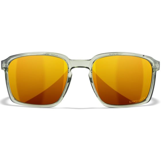 Wiley X WX Alfa Glasögon - Captivate Polarized Bronze Mirror Lenses / Gloss Crystal Light Olive/Grey