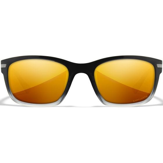 Wiley X WX Helix Glasögon - Captivate Polarized Bronze Mirror Lenses / Gloss Black Fade to Clear Crystal