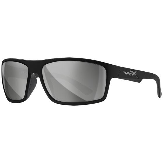 Wiley X WX Peak Glasögon - Silver Flash Lenses / Gloss Black Frame