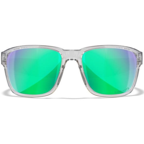 Wiley X WX Trek Glasögon - Captivate Polarized Green Mirror Lenses / Gloss Crystal Light Grey Frame