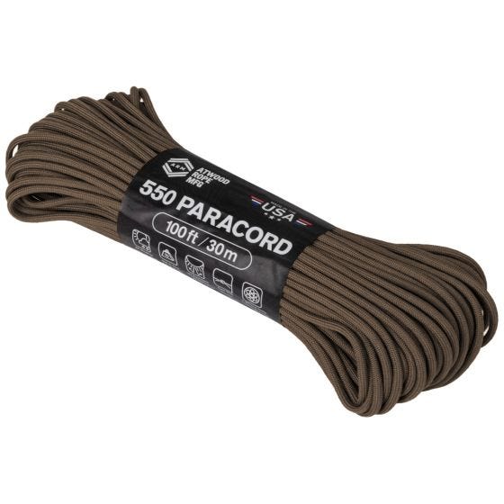 Atwood Rope 550 Fallskärmslina 100 ft - Brun
